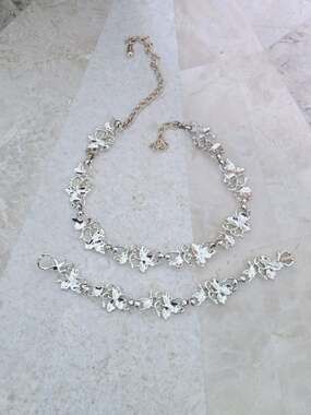 Sarah Coventry Choker Necklace and Bracelet, Vintage Leaf Link